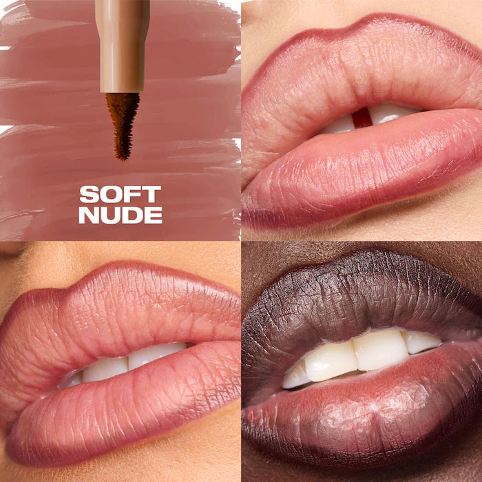 HUDA BEAUTY 
Kiss Me Lip Contour Stain and Lip Jelly Gift Set Color: Pink Nude - neutral brown and sheer rosy pink