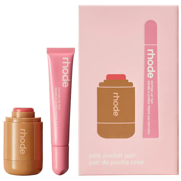 rhode 
Pocket Pair Limited Edition Lip + Cheek Set Color: sprinkle + ribbon - a pink pair