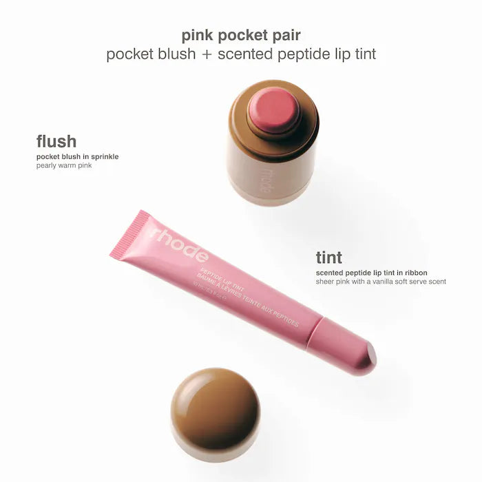 rhode 
Pocket Pair Limited Edition Lip + Cheek Set Color: sprinkle + ribbon - a pink pair