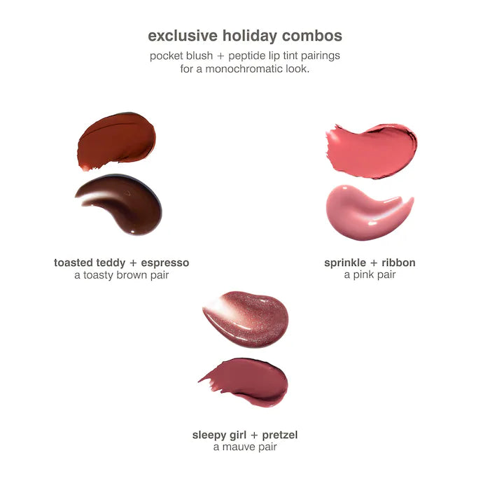 rhode 
RHODE Pocket Pair Limited Edition Lip + Cheek Set Color: toasted teddy + espresso - a toasty brown pair