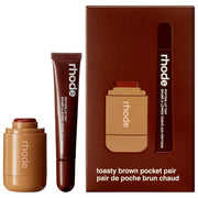 rhode 
RHODE Pocket Pair Limited Edition Lip + Cheek Set Color: toasted teddy + espresso - a toasty brown pair