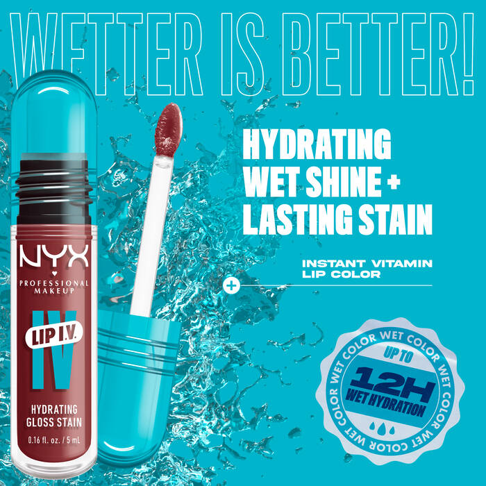 NYX Lip I.V. Hydrating Lip Gloss Stain-DRIPPEN IN ROSE