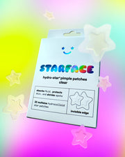 STARFACE hydro-star® clear absorbs. shrinks. protects.  32 invisible hydrocolloid pimple protectors in two sizes