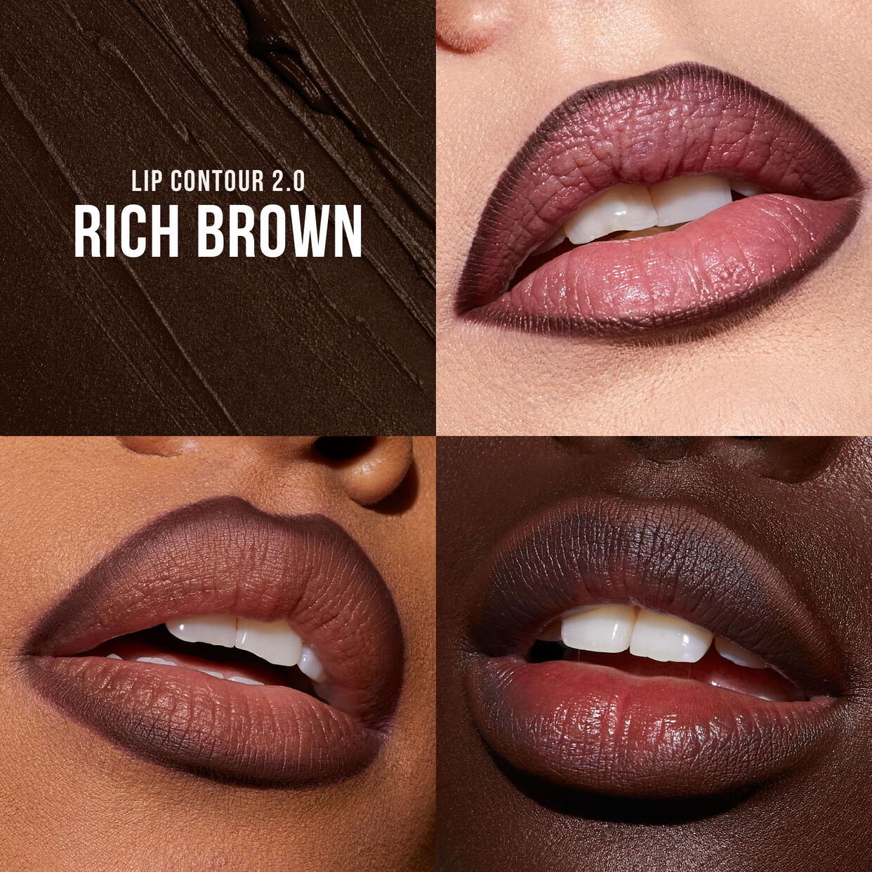 HUDA BEAUTY LIP CONTOUR COMBO YUMMY BROWNS - WARM / RICH BROWN -