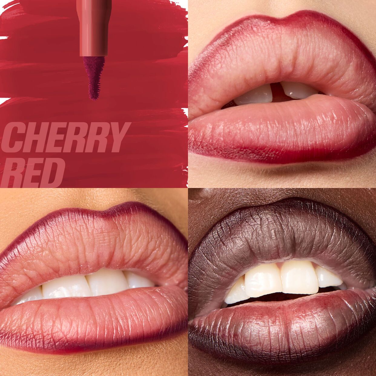 HUDABEAUTY Lip Contour Lip Stain For 12-Hour Wear Cherry Red