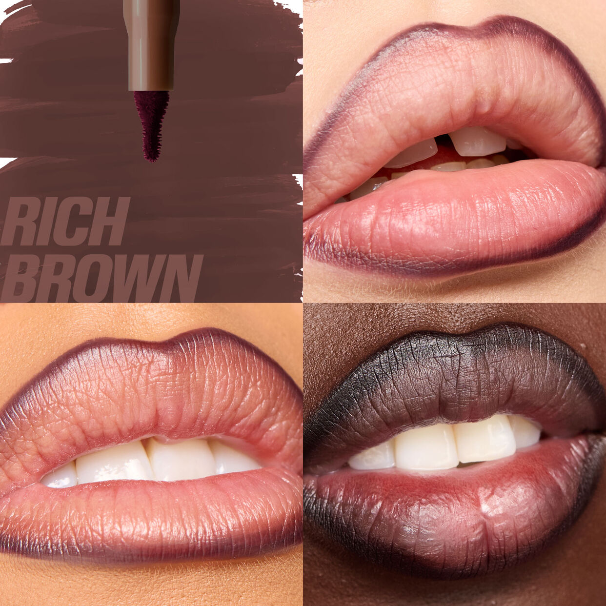 HUDA BEAUTY Lip Contour Lip Stain For 12-Hour Wear Rich Brown