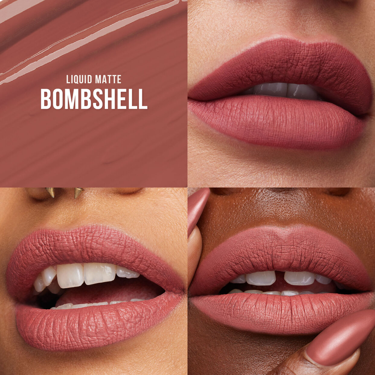 HUDA BEAUTY BOMBSHELL LIP DUO - LIP CONTOUR 2.0  BOMBSHELL PINKY BROWN AND BOMBSHELL LIQUID MATTE -