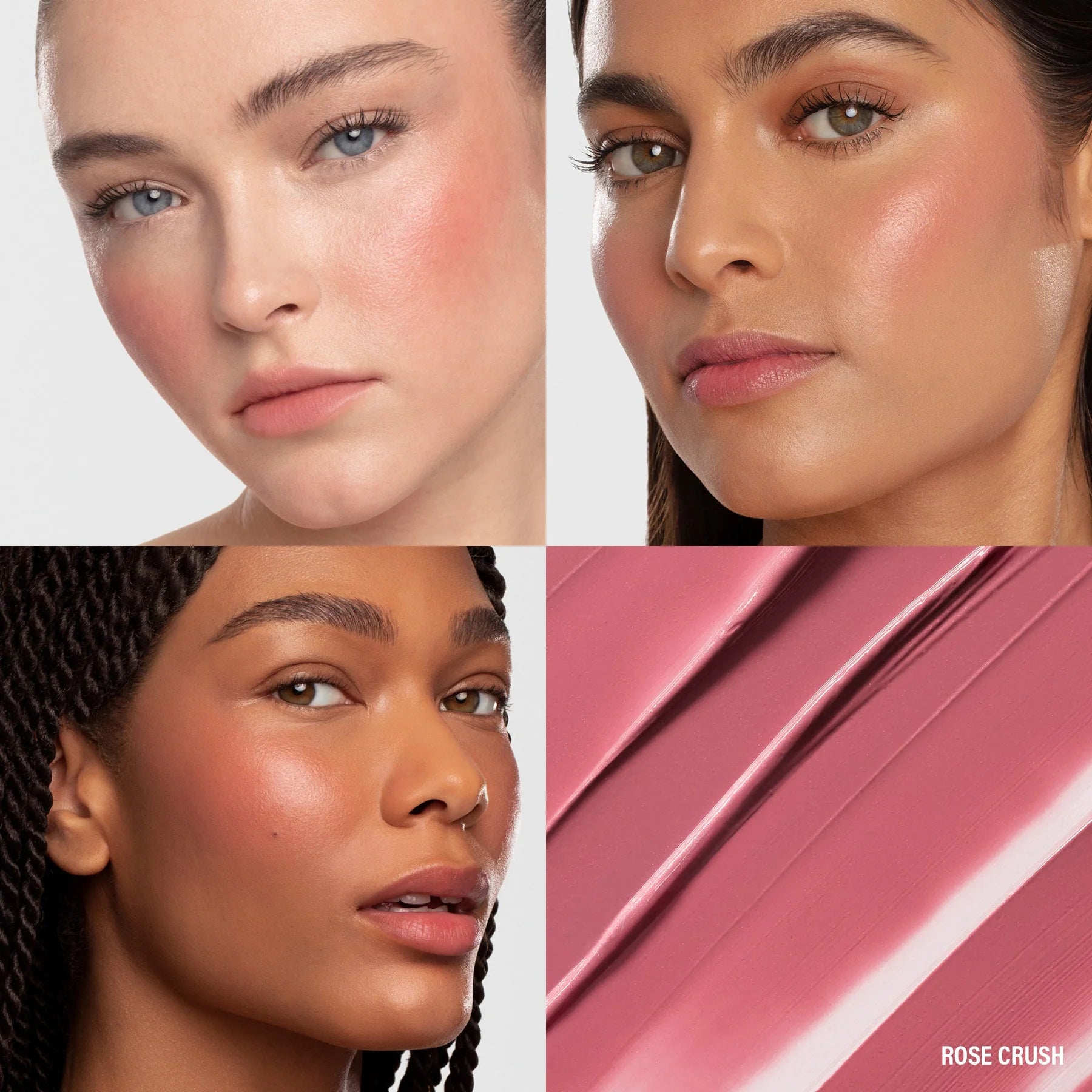 MAKE UP BY MARIO Soft Pop Plumping Blush Veil A weightless cream blush balm made with hyaluronic acid to hydrate and plump skin with a sheer veil of color.Shade: Rose Crush (Spiced Rose)