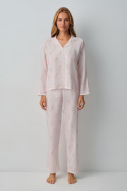 Pink Line Lulusu Shirt Collar Pyjamas Set