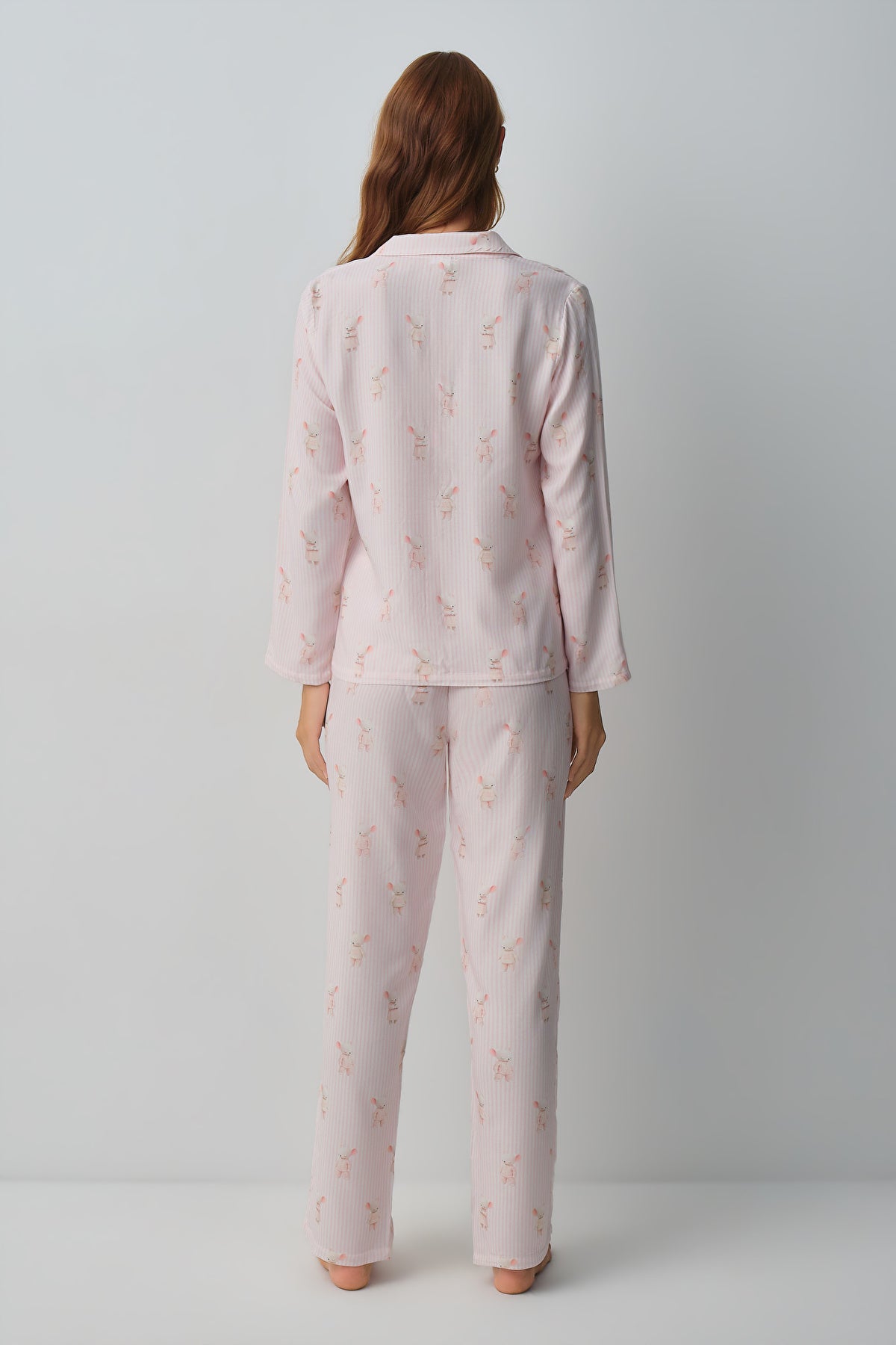 Pink Line Lulusu Shirt Collar Pyjamas Set