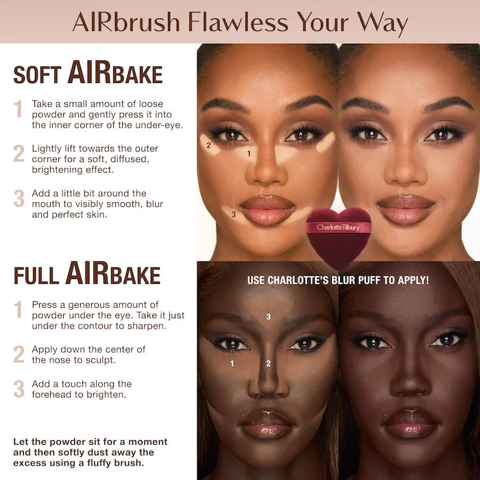 Charlotte Tilbury 
Airbrush Flawless Blur Loose Setting Powder Color: Translucent Medium/Tan - medium-tan skin tones with warm to neutral undertones, ultra brightening for deep skin tones