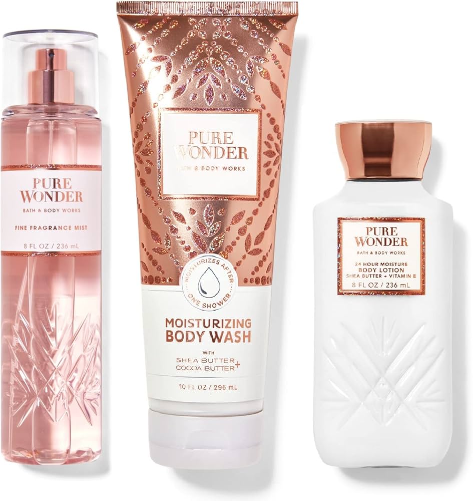 BATH & BODY WORKS SET OF 3 PCS PURE WONDER ( MIST,BODY LOTION & SHOWER GEL)