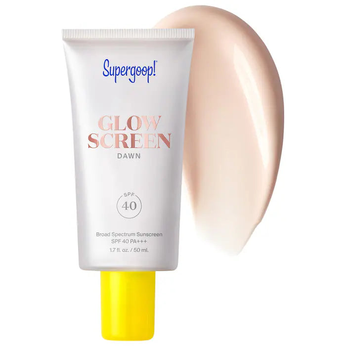 Supergoop! 
Glowscreen SPF 40 Sunscreen with Hyaluronic Acid + Niacinamide. COLOR: Dawn / 50 mL - pink pearl