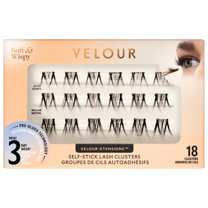 Velour Lashes 
Velour-Xtension Self-Stick Lash Clusters Color: Soft & Wispy