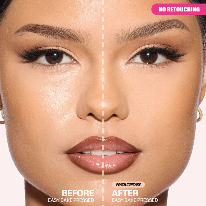 HUDA BEAUTY 
Easy Bake Airbrush Matte Pressed Setting Powder Color: Peach Cupcake - light-medium with neutral-warm undertones