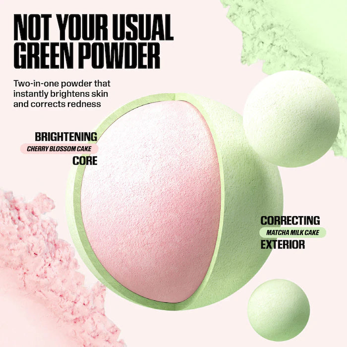 HUDA BEAUTY 
Easy Bake Blurring Loose Baking & Setting Powder- Color: Matcha Milk Cake - Vibrant green for fair–medium skin tones to neutralize redness