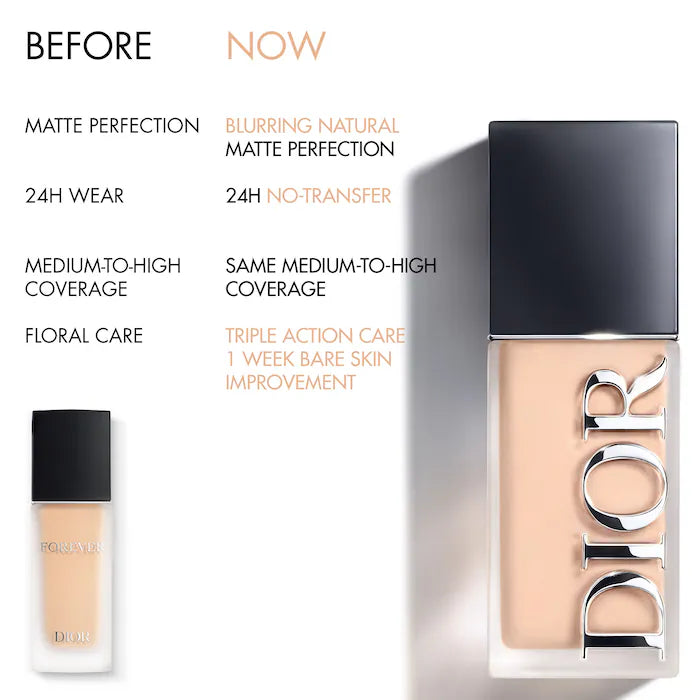 DIOR 
Forever Skin Wear Blurring Natural Matte Foundation - 24HR Ultra Wear Color: 1N Neutral - fair skin with neutral tones