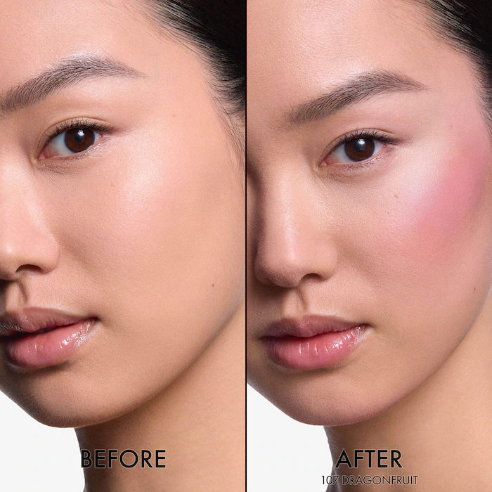 DIOR Rosy Glow Powder Blush Color: 107 Dragonfruit - A powdery pink mauve with golden shimmer