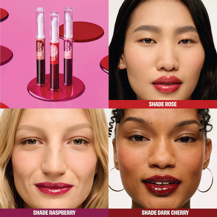 Benefit Cosmetics 
Benetint Pocket Pal Dual-Ended Longwear Lip Stain & Gloss Color: Original Rose - rose-tinted lip stain & clear gloss