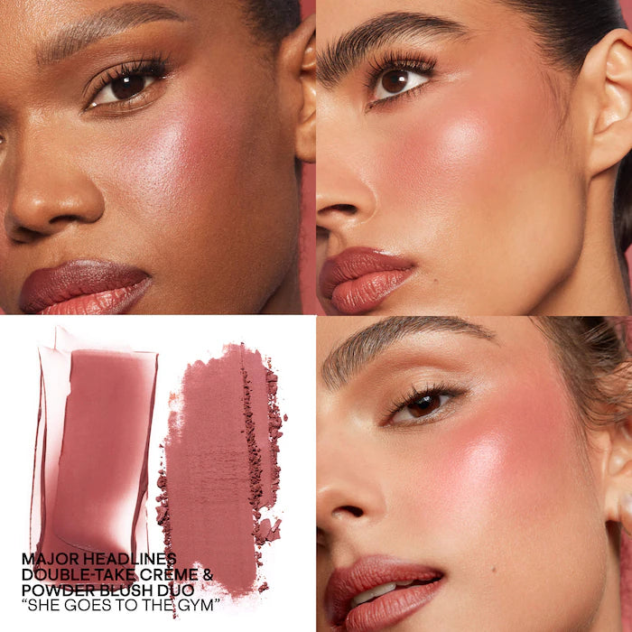 PATRICK TA 
Mini Major Headlines Double-Take Crème & Powder Blush Duo-Color: She Goes To The Gym - cool mauve rose