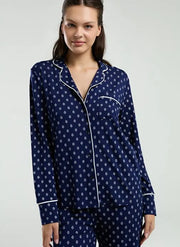 Pierre Cardin Women's Navy Shirt Pajama Set