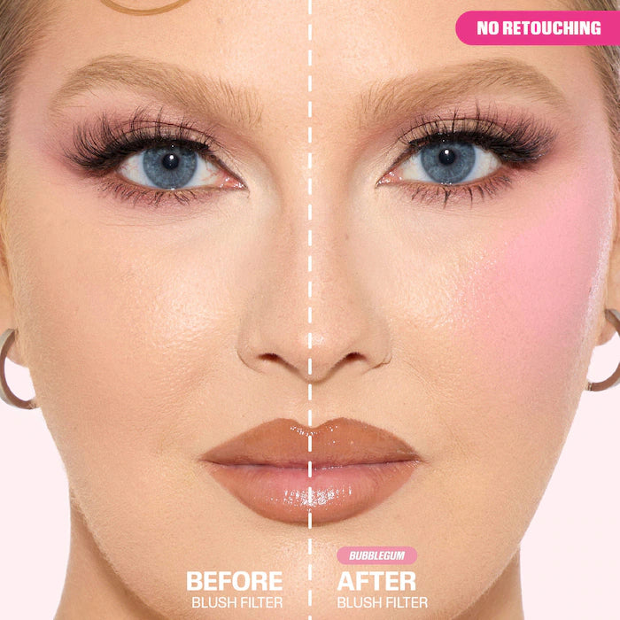 HUDA BEAUTY 
Blush Filter Soft Glow Liquid Blush Color: Bubblegum - soft poppy pink