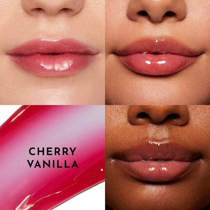 LAWLESS 
Forget The Filler Lip Plumper Line Smoothing Gloss.                            Color: Cherry Vanilla - a sheer cherry_mini size