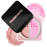 HUDA BEAUTY 
Easy Bake Blurring Loose Baking & Setting Powder Color: Pink Ube - pink velvet cookie (deep rosy pink) & ube birthday cake (electric lilac)