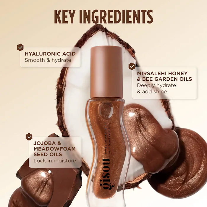 Gisou 
Honey Infused Hydrating Lip Oil-Color: Coco Cacao - Sheer Brown Shimmer