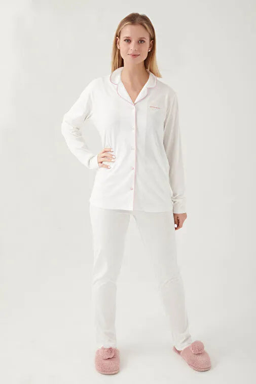 Pierre Cardian Women's Cream Shirt Pajamas