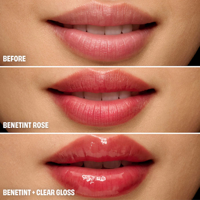 Benefit Cosmetics 
Benetint Pocket Pal Dual-Ended Longwear Lip Stain & Gloss Color: Original Rose - rose-tinted lip stain & clear gloss