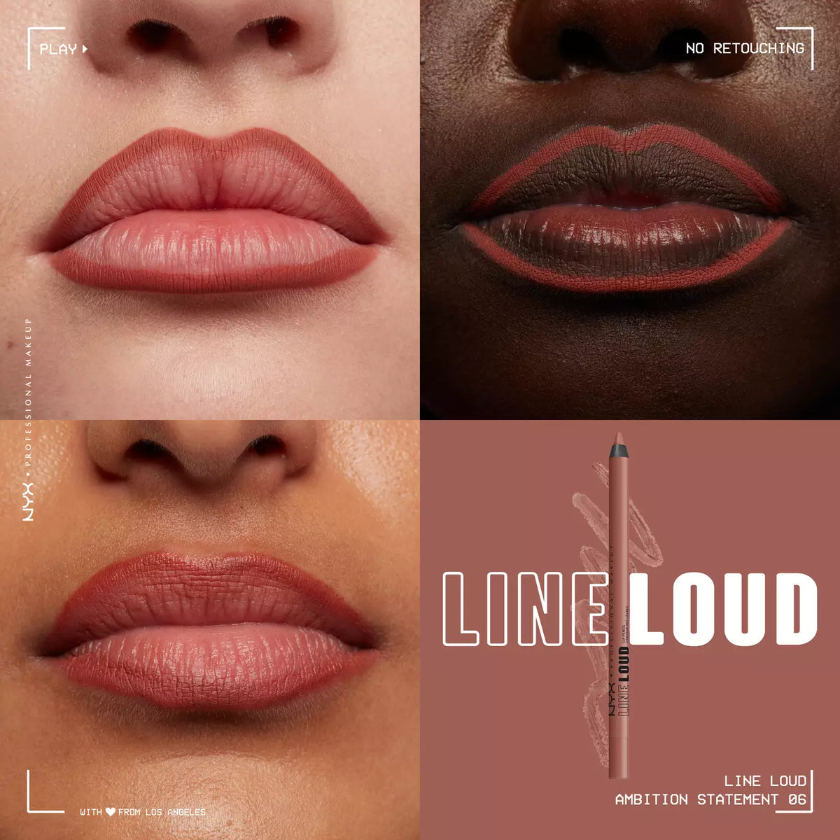 NYX Line Loud Vegan Longwear Lip Liner
Infused With Jojoba Oil + Vitamin E Color: Ambition Statment midtone nude
