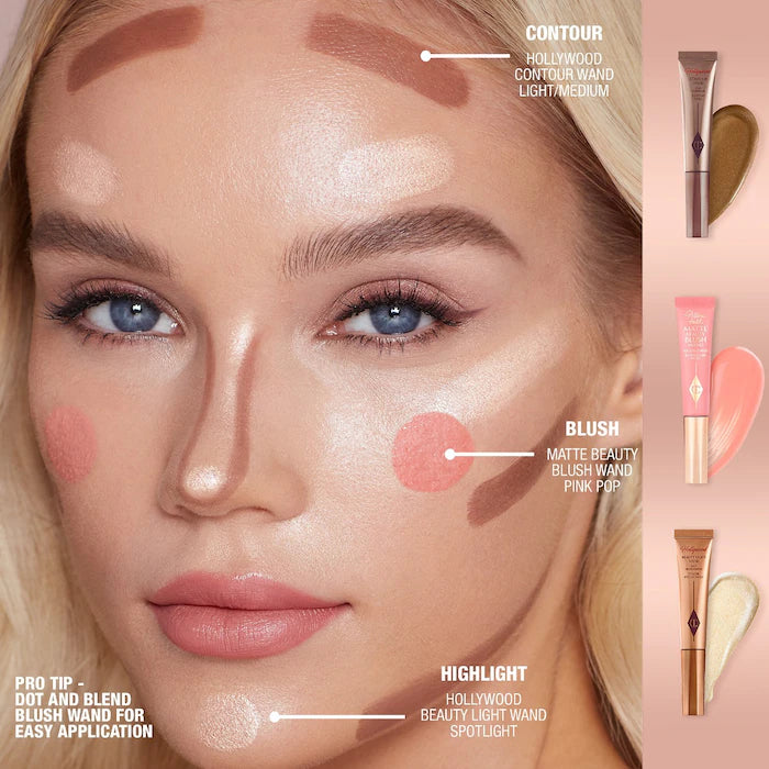 Charlotte Tilbury 
Matte Beauty Blush Wand Color: Pink Pop - matte pink