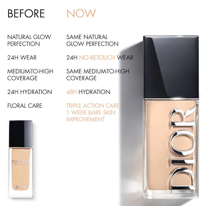 DIOR 
Forever Skin Glow Liquid Foundation 24HR Wear Color: 2.5W Warm - fair skin with warm tones