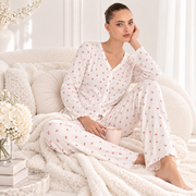 White Cherry Pyjama Set Long Sleeve