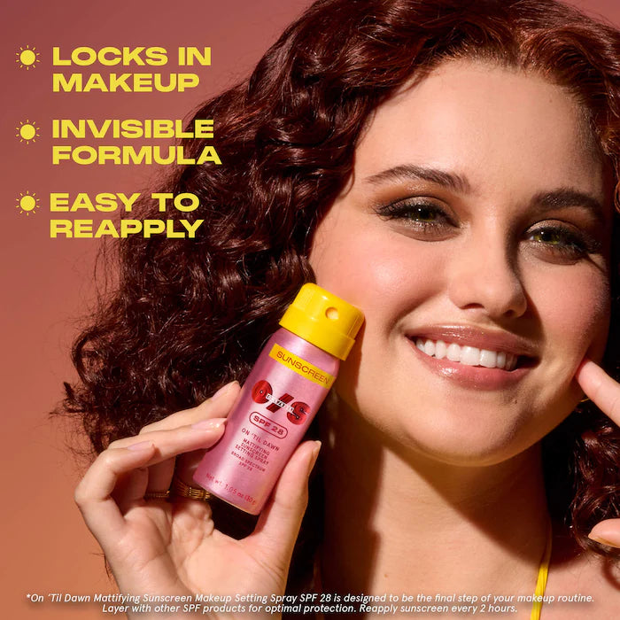 ONE/SIZE by Patrick Starrr 
Mini On 'Til Dawn Mattifying Sunscreen Makeup Setting Spray SPF 28 -30mL