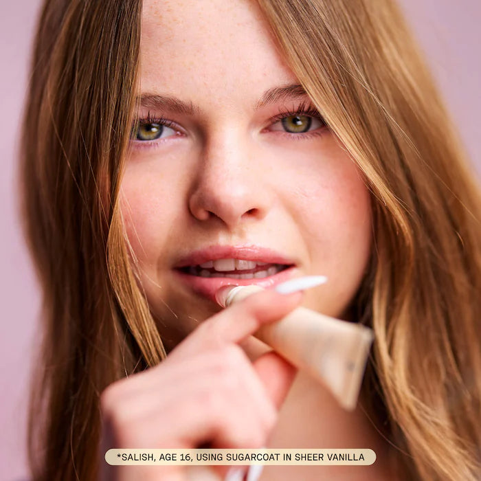 Sincerely Yours 
Sugarcoat Gloss Soothing & Hydrating Lip Balm.  Color: Vanilla