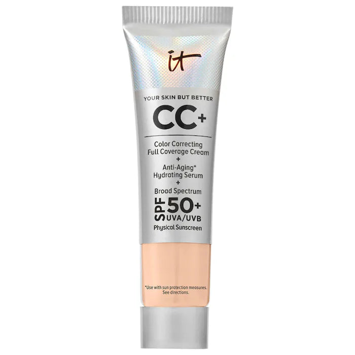 IT Cosmetics 
Mini CC+ Cream Full Coverage Color Correcting Foundation with SPF 50+Color: Light Neutral - light with neutral undertones