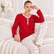 CHERRY RED PYJAMA SET LONG SLEEVE
