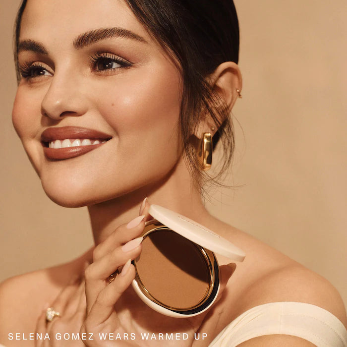 Rare Beauty by Selena Gomez 
Warm Wishes Soft Matte Powder Bronzer. Color: Warmed Up - light brown with neutral warm undertone