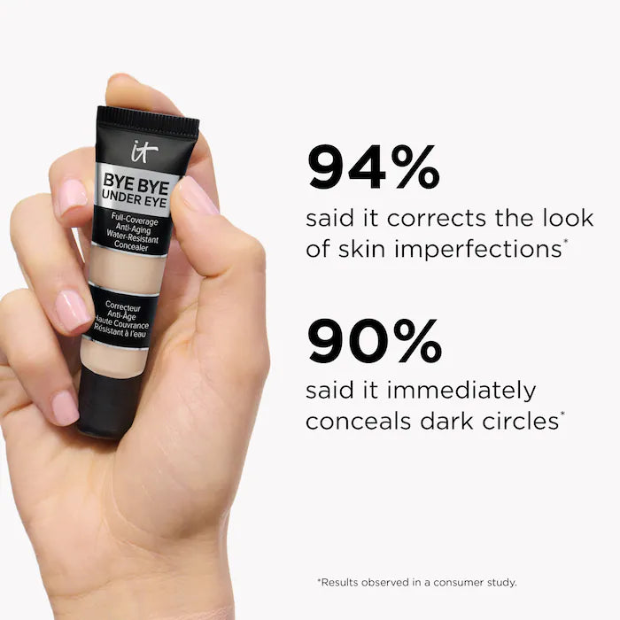 IT Cosmetics 
Bye Bye Under Eye Anti-Aging Full Coverage Concealer with Hyaluronic AcidColor: 21.5 Medium Nude - for neutral undertones
Size 0.4 oz/12 ml