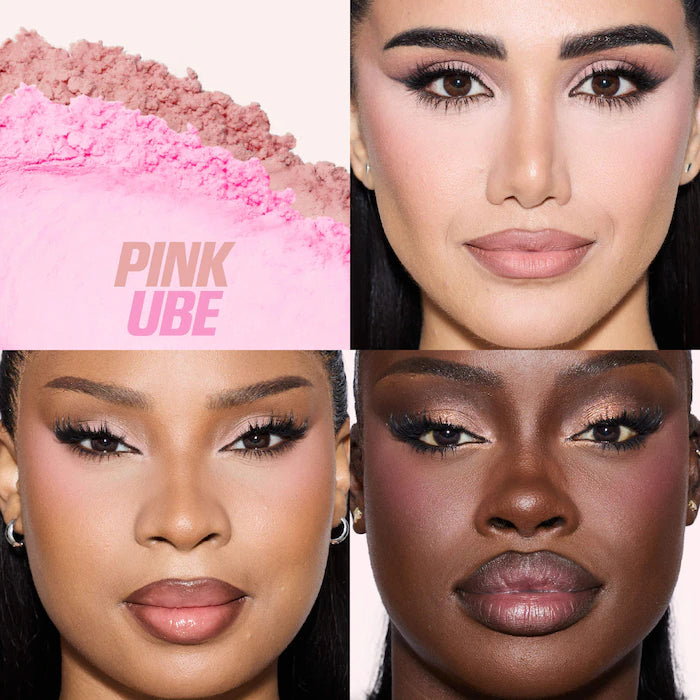 HUDA BEAUTY 
Easy Bake Blurring Loose Baking & Setting Powder Color: Pink Ube - pink velvet cookie (deep rosy pink) & ube birthday cake (electric lilac)