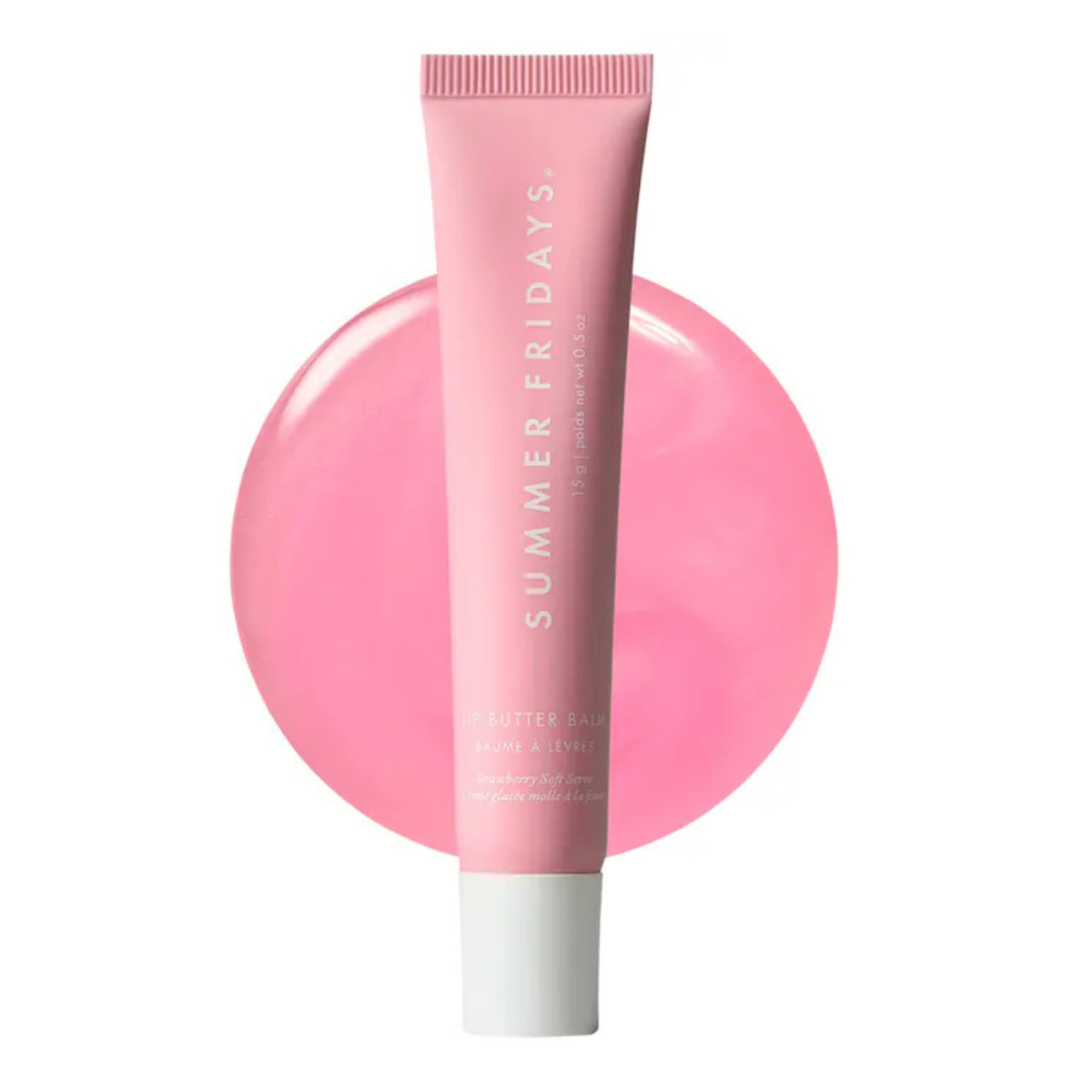 Summer Fridays 
Lip Butter Balm Treatment for Hydration + Nourishing Shine Color: Strawberry Soft Serve - cool baby pinkNewLimited Edition