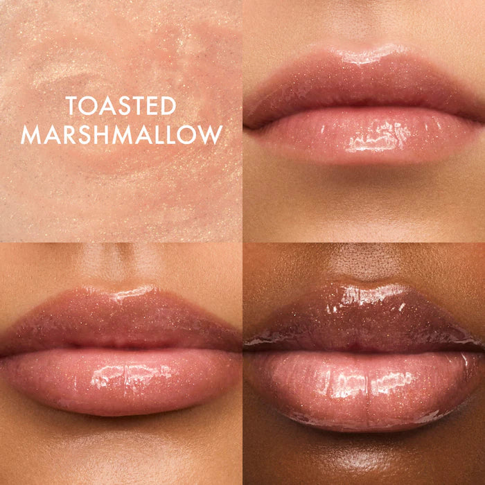 Summer Fridays 
Lip Butter Balm Treatment for Hydration + Nourishing Shine.                              Color: Toasted Marshmallow - sheer golden shimmer + toasted marshmallow flavor