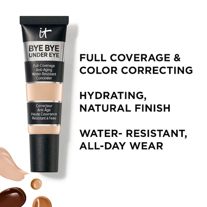 IT Cosmetics 
Bye Bye Under Eye Anti-Aging Full Coverage Concealer with Hyaluronic Acid-Color: 14.0 Light Tan - for warm undertones
Size 0.4 oz/12 ml