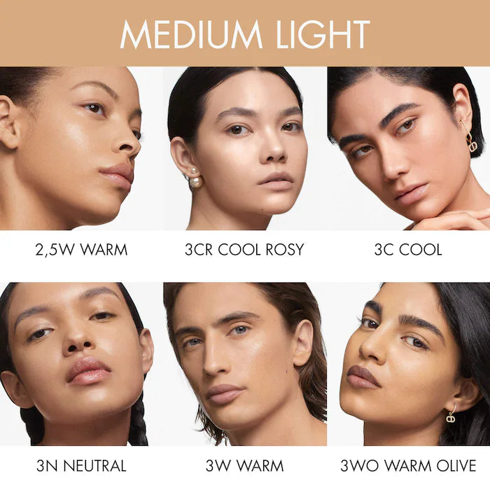 DIOR 
Forever Skin Glow Liquid Foundation 24HR Wear Color: 2.5W Warm - fair skin with warm tones
