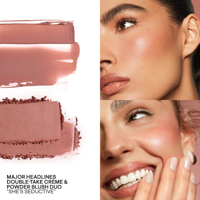 PATRICK TA 
Mini Major Headlines Double-Take Crème & Powder Blush Duo-Color: She's Seductive - warm mauve rose