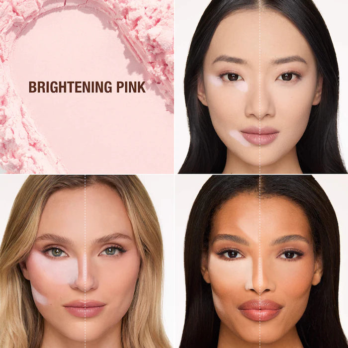 Charlotte Tilbury 
Airbrush Flawless Blur Loose Setting Powder Color: Brightening Pink - ultra brightening for fair-medium skin tones, soft brightening for tan-deep skin tones