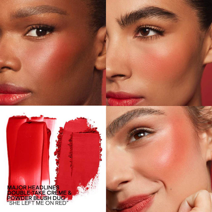 PATRICK TA 
Major Headlines Double-Take Crème & Powder Blush Duo Color: She Left Me On Red - warm vivid red
