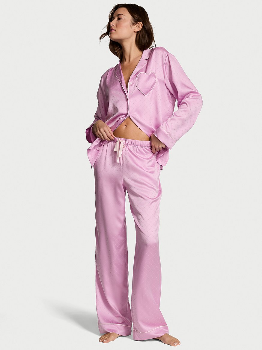 Victoria's Secret
Signature Satin Heart Long Pajama Set